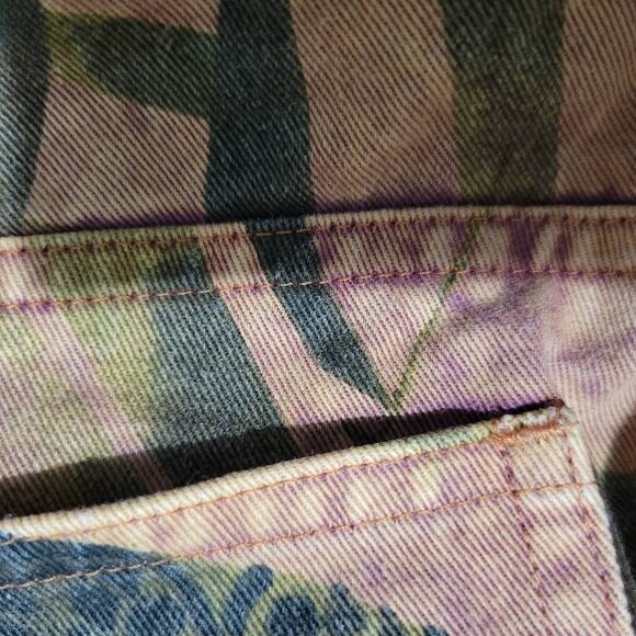 Chicos Foliage Print Jeans Brown Palm Leaves Tropical High Waist Vintage Size 8 - Picture 9 of 13